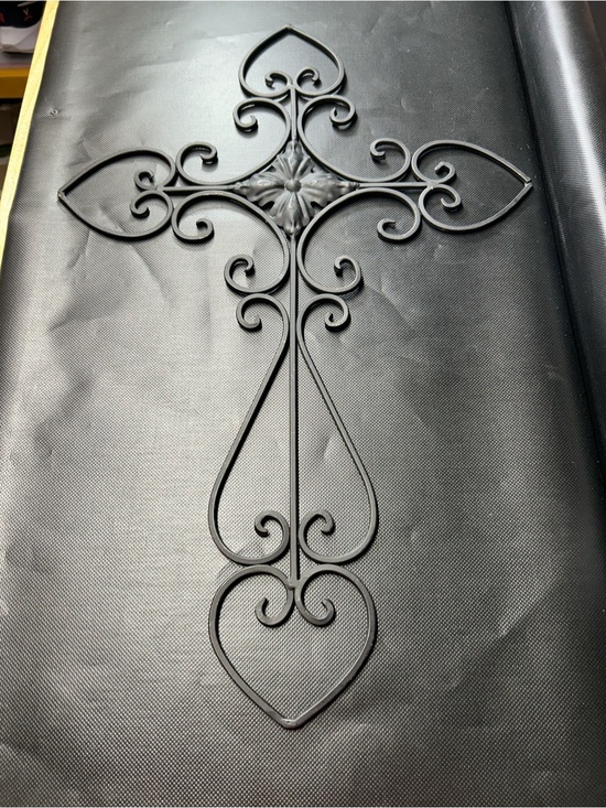 Not marked Other - Ornate Black Iron 24”x15.5” Wall Cross with Scrollwork